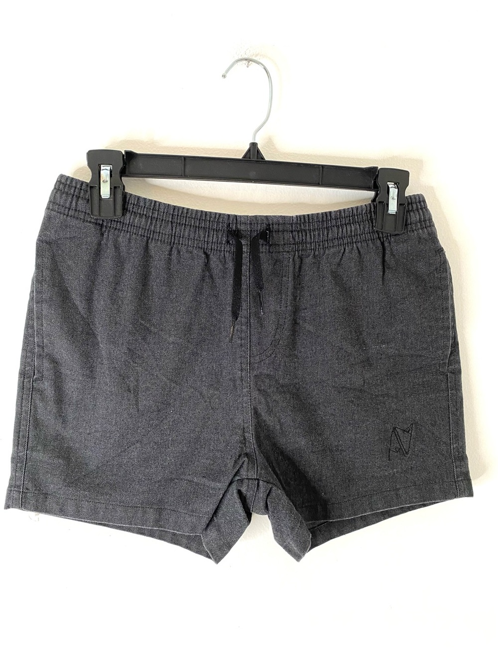Androgynous Fox Charcoal Black Drawstring Shorts Elastic Waist Pocketed Unisex